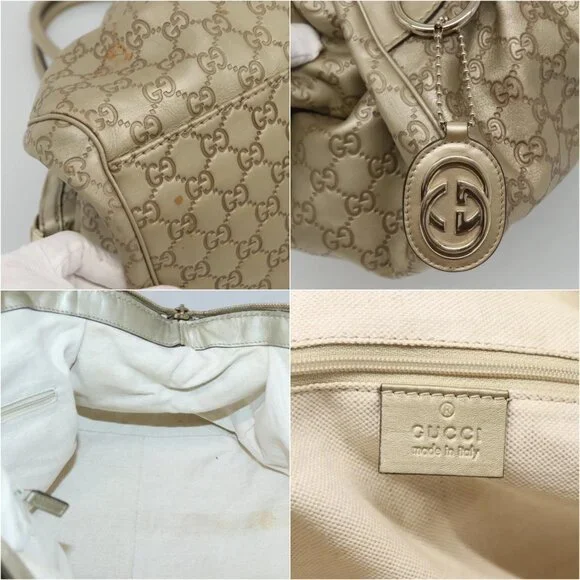 GUCCI GG Canvas Guccissima Tote Bag Leather 2way Gold Tone 223974 Auth BA1506